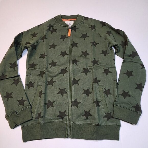 Mini Boden stars jacket size 9-10  zip up green - Picture 1 of 8